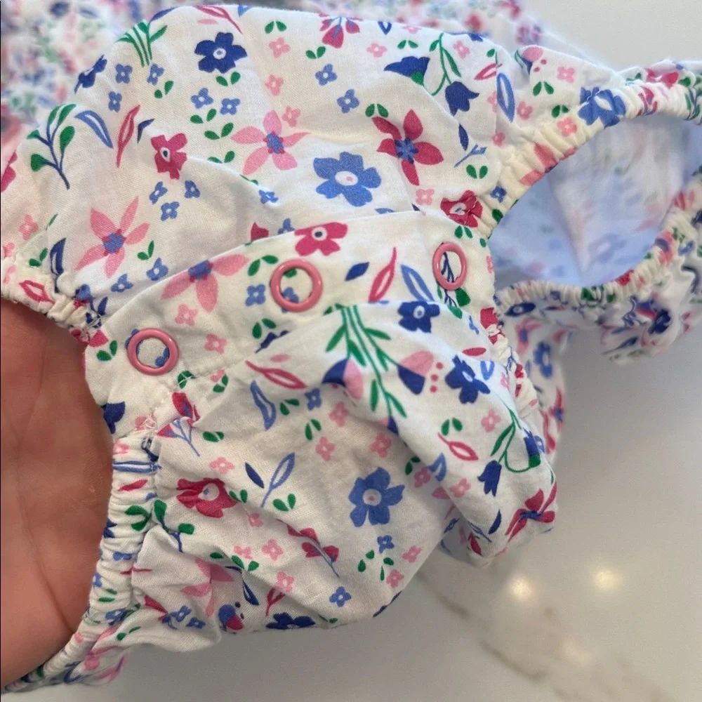 Little English Floral Diaper Cover - White, Blue, Pink